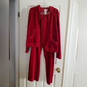 Womens Red Velour Track Suit by Jones Sport